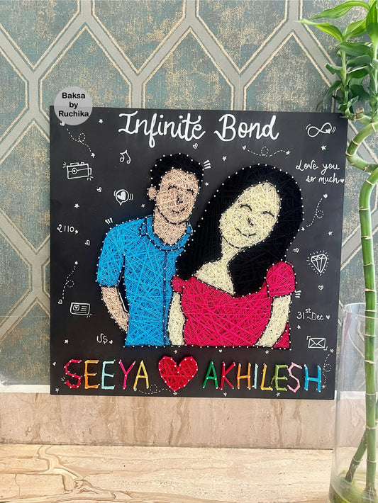 Couple Illustration with Customised Names String Art