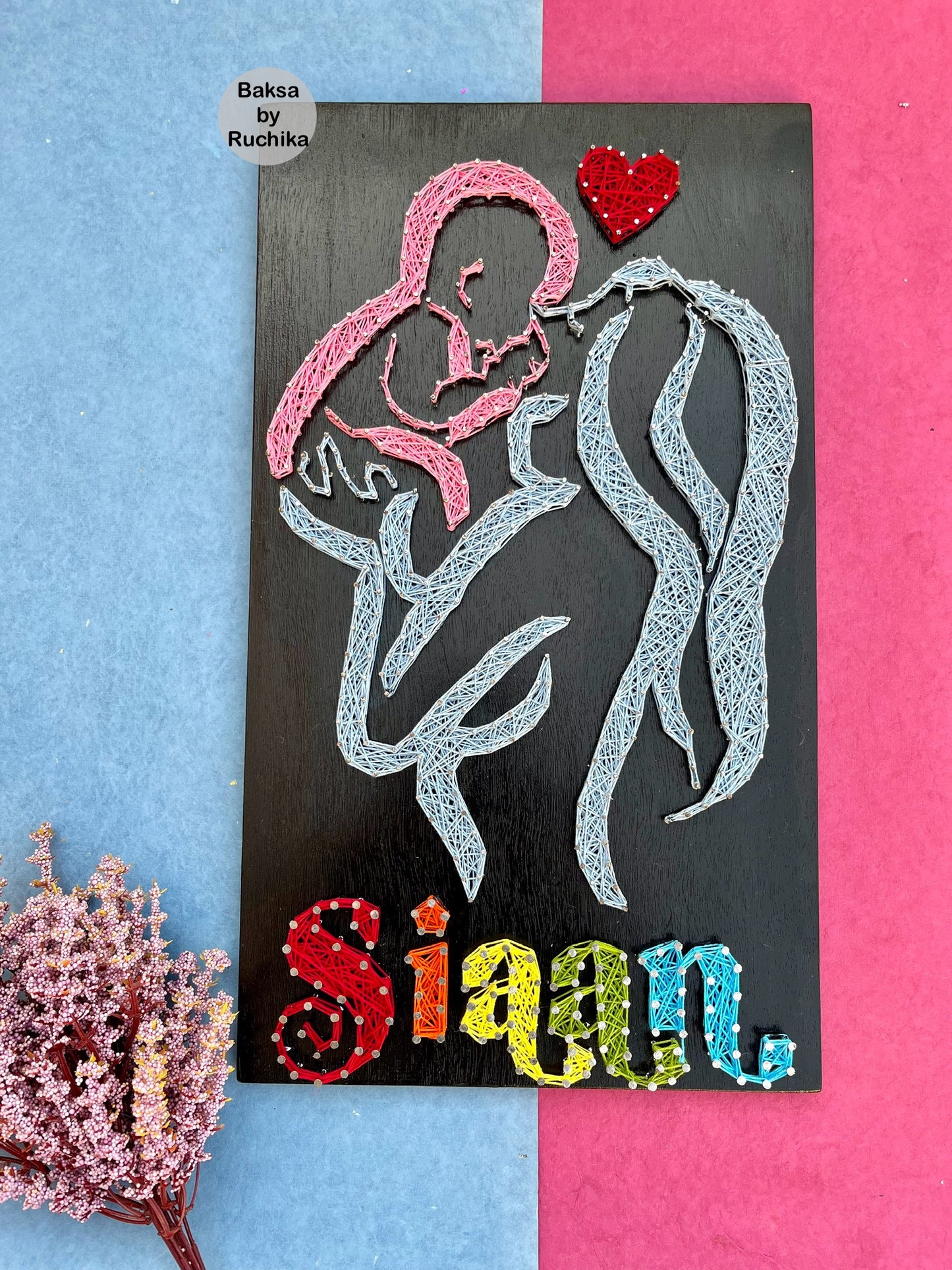 Mom & Baby with Customised Name String Art