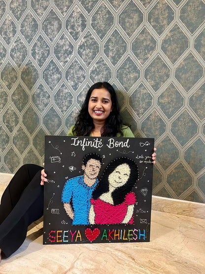 Couple Illustration with Customised Names String Art