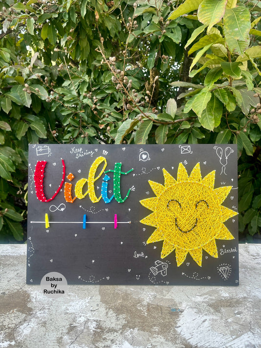 Sun with Customised Name String Art