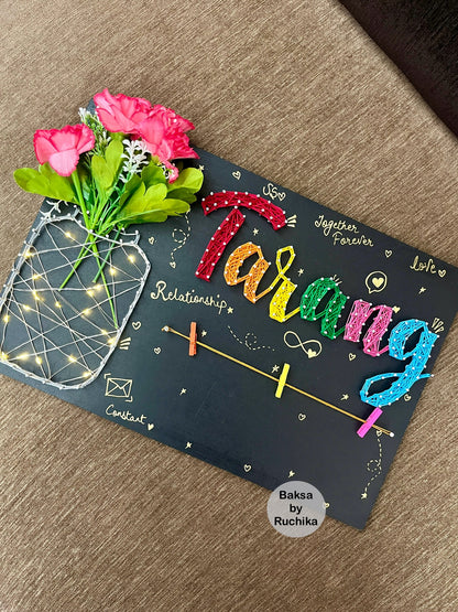 Customized Name String Art with Light Jar