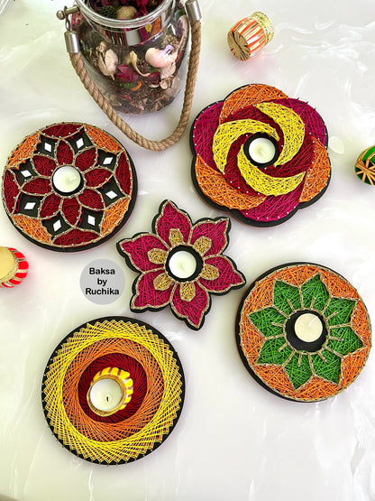 Orange & Green Tealight Holder String Art
