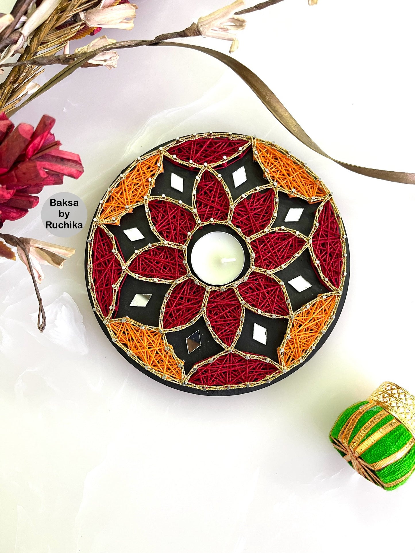 Mirror String Art Tealight Holder