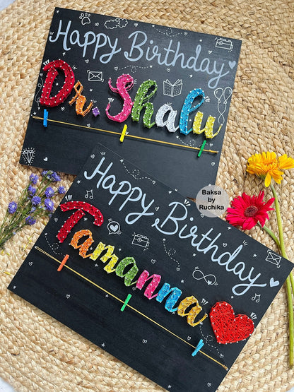 Happy Birthday with Customised Name String Art