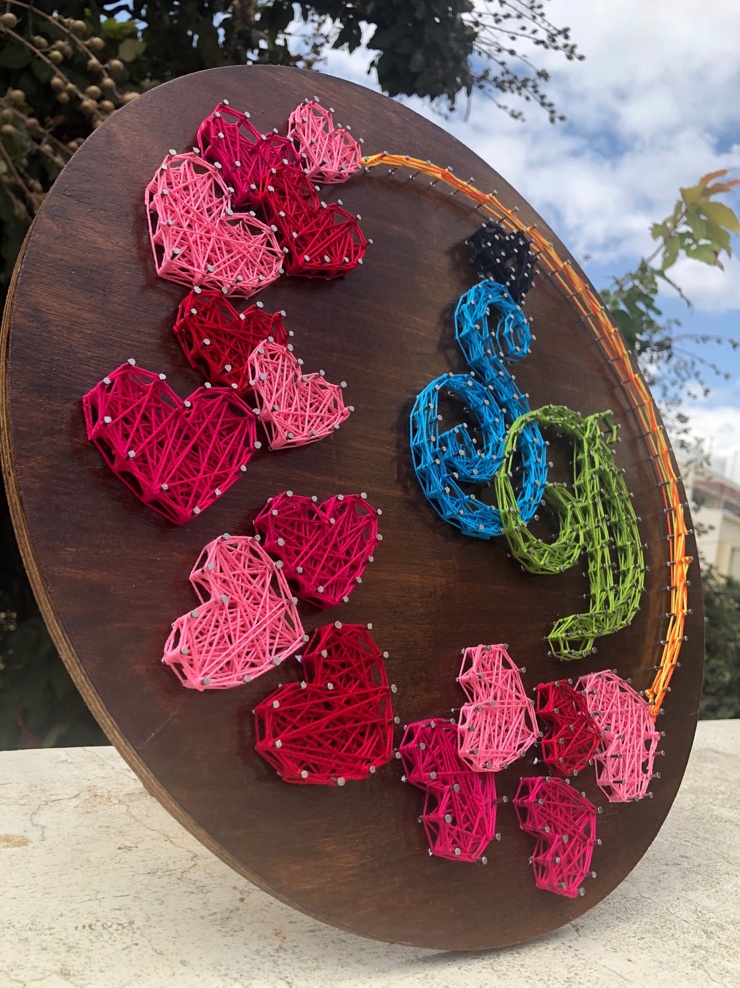 Hearts with Custom Initial Name String Art