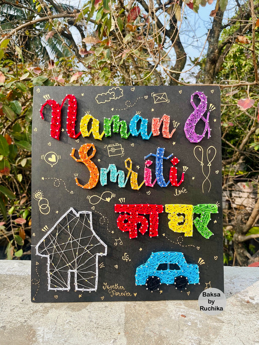 Customised Couple Names String Art with Home & Jar Light