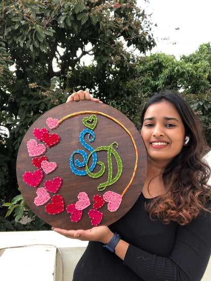 Hearts with Custom Initial Name String Art