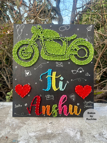 Bike String Art with Customised Name