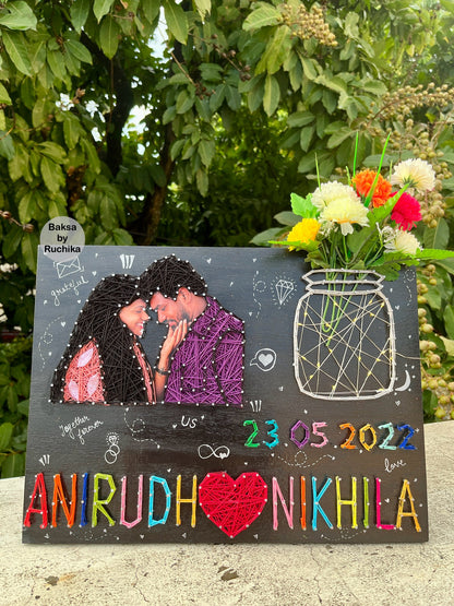 Personalised Couple Portrait with Names, Date and Jar